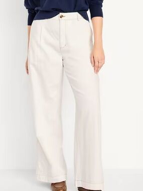 Old Navy High-Waisted Taylor Trouser Wide-Leg Pants Ecru NWOT